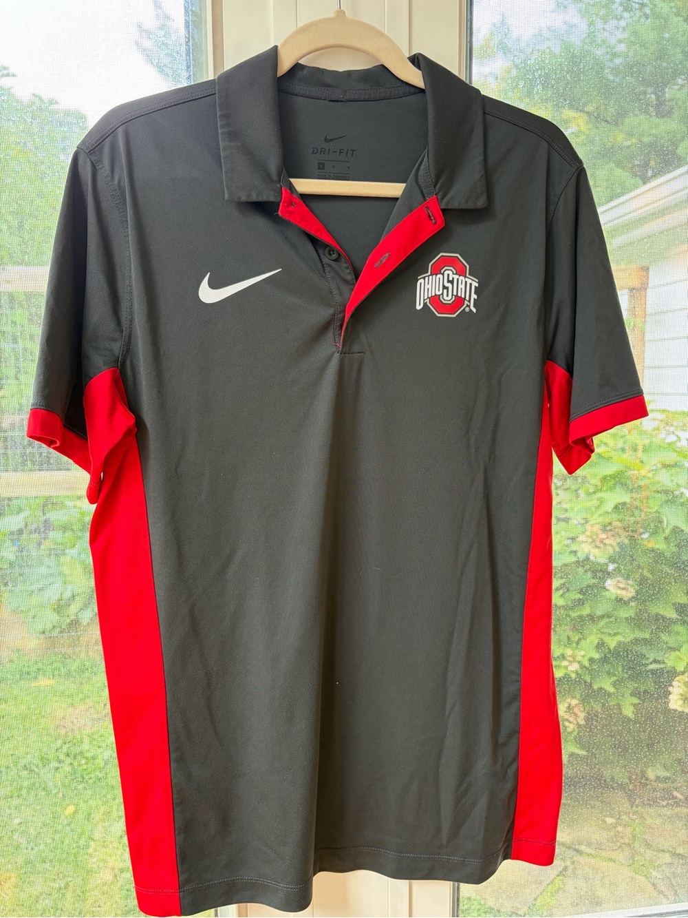 Nike Black and Red Ohio State Dri-FIT Polo